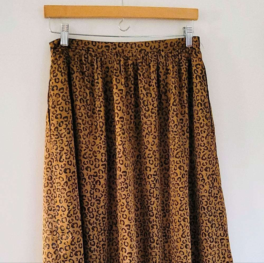 DR2 Leopard Print Midi Skirt in Brown and Black